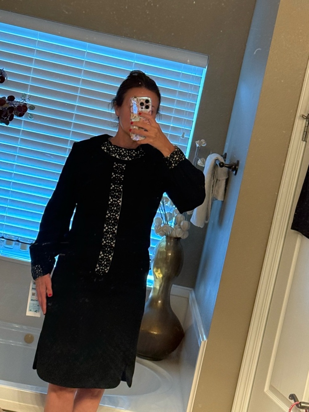Vintage Alfred Werber Black Lace Mod Shift Dress Medium